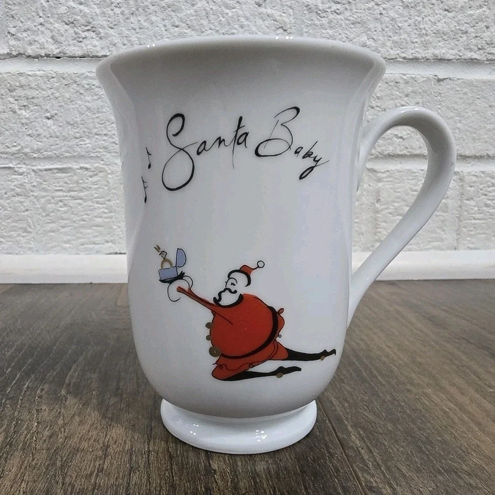 Pottery‎ Barn Santa Baby Christmas Mugs Set Of Four Holiday Tea Coffee Hot Cocoa